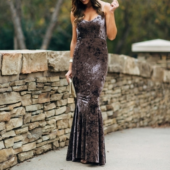 Olivaceous Dresses & Skirts - L • Olivaceous • Mermaid Backless Crushed Velvet Gown